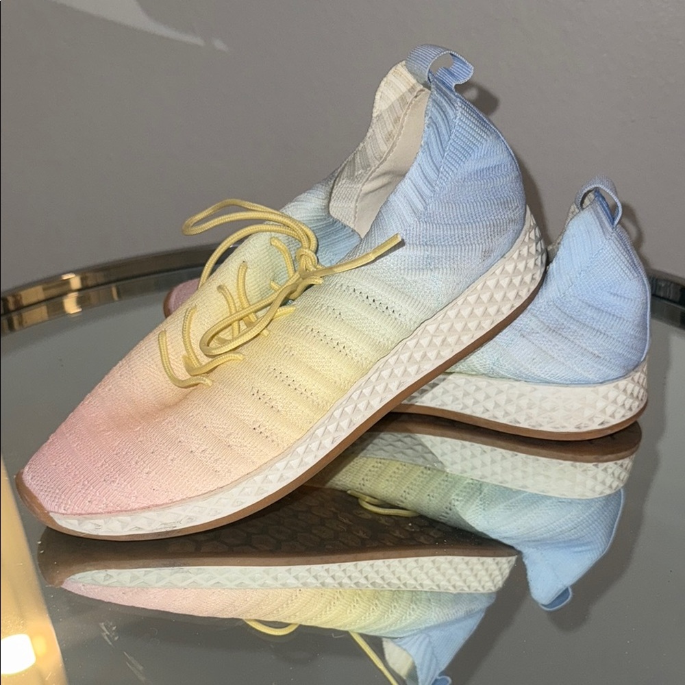 J Slides Pink and Yellow Gradient Sneakers